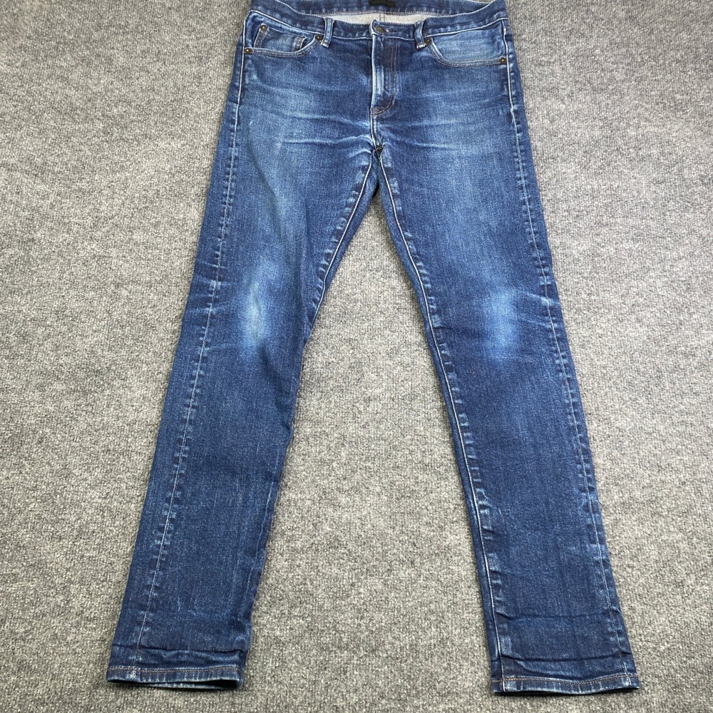 Uniqlo Mens Selvedge Slim Fit Jeans Blue Stretch Denim 321-452522 32x32